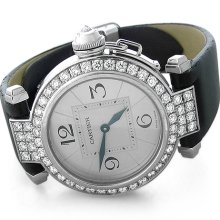 Cartier Pasha 18K White Gold Diamond 32mm Ladies Watch