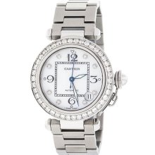 Cartier Pasha C Custom Diamond Bezel Pearl Dial Automatic Ladies Watch