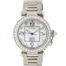 Cartier Pasha C Stainless Pearl Diamond Automatic 35m Midsize Watch