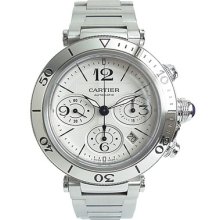 | Cartier Pasha Seatimer Chronograph Steel Watch W31089m7 Box/papers/warranty |