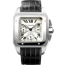 Cartier Santos 100 XL Steel Chronograph Mens Watch W20090X8
