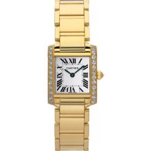 Cartier Tank Francaise Yellow Gold Diamond Ladies Watch Silver Roman Dial WE1001R8