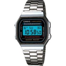 Casio A168W-1 Electro Luminescence Digital Bracelet Mens Watch