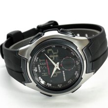 Casio Analog Digital Men's Alarm Sports Quartz Rubber World Time Watch Aq-160w-1