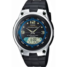 Casio Aw-82-1Aves Gents Watch Quartz Analogue Black Dial Black Resin Strap