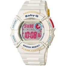 Casio Baby-g Bgd120p-7a White World Time Digital Grey Dial Womens Watch