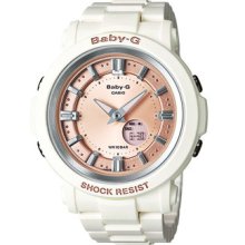 Casio Baby-g Shock Bga300-7a2 White Pink Analog Digital Dial Led Watch