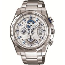 Casio Edifice Men's Quartz Watch With White Dial Analogue Display And Silver Stainless Steel Bracelet Efr-523D-7Avef