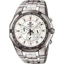 Casio Ef540d-7av Men's Edifice Silver Dial Ion Plated Bezel Chronograph Watch