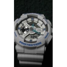 Casio G-shock Breezy White Digital And Analog Mens Watch Ga-110sn-7a