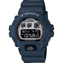 Casio G-shock Dw6900hm-2 Brushed Metal Retro-vintage Navy Blue