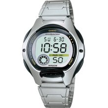 Casio Ladies Black Digital Led Light Watch Stainless Steel Band Lw-200d-1av