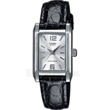 Casio Ltp-1235L-7Aef Ladies Watch Quartz Analogue White Dial Black Leather Strap