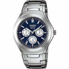 Casio Men's Core MTP1247D-2AV Silver Stainless-Steel Quartz Watch with Blue Dial