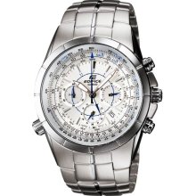 Casio Mens Edifice Chronograph Stainless Watch - Silver Bracelet - White Dial - EF518D-7AVD
