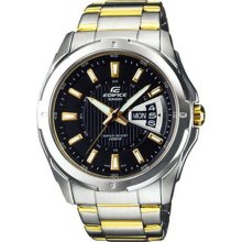 Casio Men's Edifice EF129SG-1AV Silver Stainless-Steel Quartz Watch with Black Dial