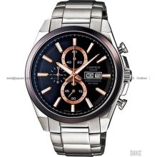 Casio Men's Edifice EFB500D-5AV Silver Stainless-Steel Quartz Watch with Black Dial