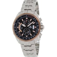 Casio Men's Edifice EFR501D-1AV Silver Stainless-Steel Quartz Watch with Black Dial