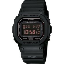 Casio Mens G-Shock Classic Resin Watch - Black Resin Strap - Black Dial - DW5600MS-1
