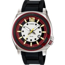 Casio Mens Mtp1317-4av Black Resin Quartz Watch With White Dial