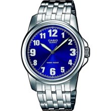 Casio Mtp-1260D-2Bef Gents Watch Quartz Analogue Blue Dial Silver Steel Strap