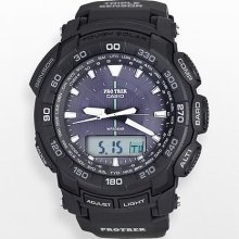 Casio Pro Trek Tough Solar Triple Sensor Black Resin Analog And