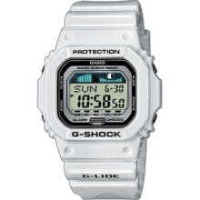 Casio Shock White G-lide Square Digital Chrono Moon Tide Watch Glx-5600-7er