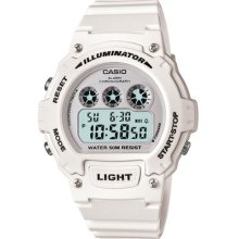 Casio W214hc-7bv Men's Glossy White Chronograph Alarm Lcd Digital Sports Watch