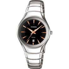 Casio Women's Core LTP1325D-1AV Silver Stainless-Steel Quartz Watch with Black Dial