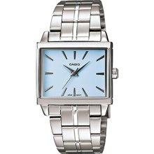 Casio Women's Core LTP1334D-2A Silver Stainless-Steel Quartz Watch with Blue Dial