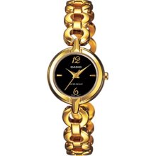 Casio Women's Core LTP1349G-1C Gold Gold Tone Stainles-Steel Quartz Watch with Black Dial