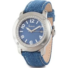 Cavalier Ladies' Crystal Bezel Light Blue Denim Strap Watch