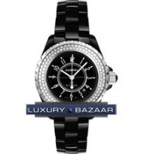 Chanel J12 Automatic 38mm (Black ceramic - diamonds / Black ceramic bracelet)