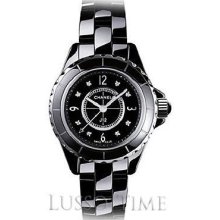 Chanel J12 Jewelry Black Ceramic 29 MM Diamond Dial Ladies Watch - H2569