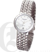 Charles Hubert Classic Mens White Dial Stainless Steel Dress Watch with Date 3716-W