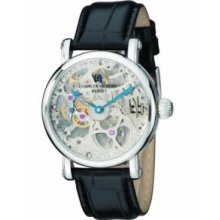 Charles-Hubert Paris 3887-B Mens Stainless Steel Skeleton Dial Mechanical Watch