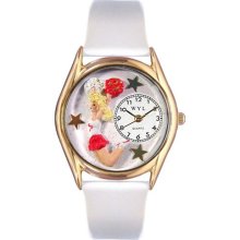 Cheerleader White Leather And Goldtone Watch #C0820013