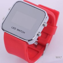 Choose Stainless Steel Electronic Mirror Face Led Silicone Digital Watch Sport