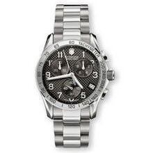 Chrono Classic Watch With Large Black Dial & Stainless Steel Bracelet