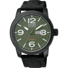 Citizen Bm8475-00x Eco-drive Military Plated Steel Canvas Strap Men's Watch