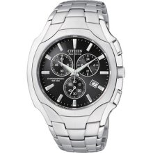 Citizen Eco-drive Chronograph Silver-tone Black Dial Men's Watch At0880-50e