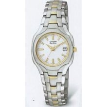 Citizen Eco Drive Ladies 2-tone Ss Bracelet Watch W/ 11 Diamonds