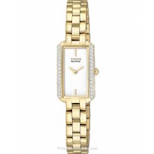 Citizen Eco-Drive Ladies Silhouette Gold-Tone Crystal Watch EG2782-53A