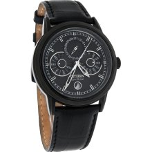 Citizen Eco-Drive Mens Calibre 8651 Moon Phase Black Leather Watch BU0035-06E