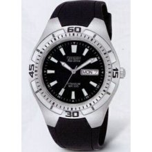 Citizen Eco Drive Titanium Watch With Black Rubber Strap