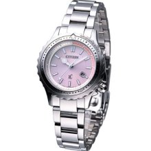 Citizen Ladies Xc Pearl Dial Rotating Bezel Watch Pink Ep6020-51x Made In Japan