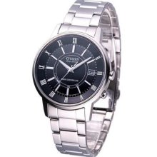 Citizen Men Gents Eco-drive Perpetual Watch Black As5030-53e Made In Japan