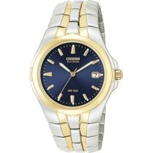 Citizen Mens $265 Eco-drive Two-tone Blue Dial Watch Bm0194-53l 5 Year Warranty