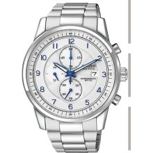 Citizen Men's Eco-Drive Stainless Steel Case and Bracelet Chronograph Silver Dial Date Display CA0330-59A