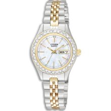 Citizen Quartz Ladies Two-Tone Crystal Stainless Steel Watch